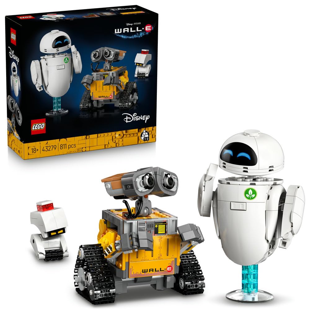 LEGO | Disney Pixar WALL-E and EVE - Display Model Kit for Adults - Brick-Built Robots with M-O & Hal Figures - DIY Home Decor - Collectible Gift for Fans - 43279