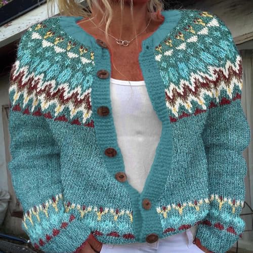 Pull ethnique chaud en maille douce de qualité supérieure boutonnée - 2