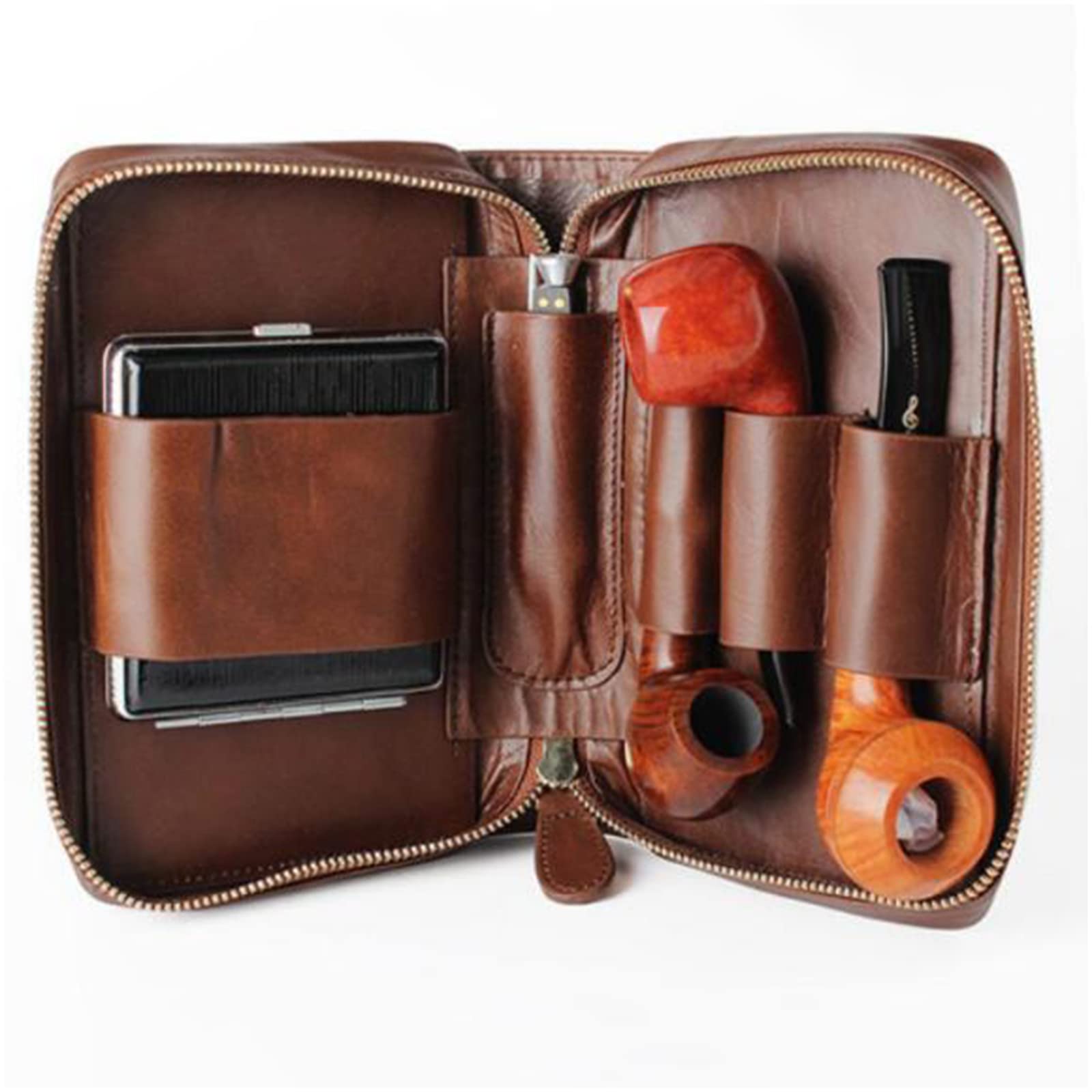 Borsa da tabacco in pelle multifunzionale Borsa da tabacco in pelle PU Scatola da tabacco portatile in vera pelle porta tubo da tabacco porta fumo borsa per regalo da uomo regali di Natale