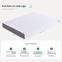 Vista 2 de Yaxa Basics - Colchón de espuma viscoelástica de felpa, tamaño Queen, blanco/gris, 80 x 60 x 8 pulgadas