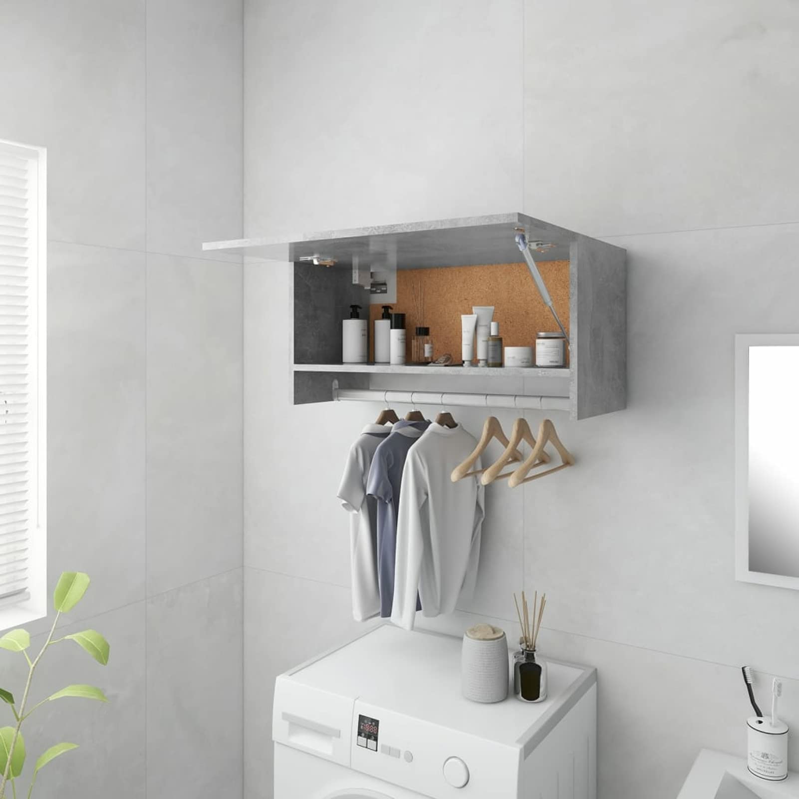 Rantry Mobile Armadio Grigio Cemento 70x32,5x35 cm in Truciolato, Salvaspazio Armadietto da Esterno, Mobili Esterno Balcone per Soggiorno, Ufficio, Camera da Letto, Bagno