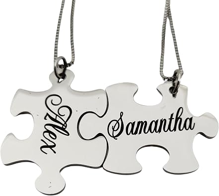 Friendship Necklace Set of 2 Customized Jigsaw Puzzle Piece Necklace for Women Family Couples BFF Best Friends Friendship Gift Couples Gift