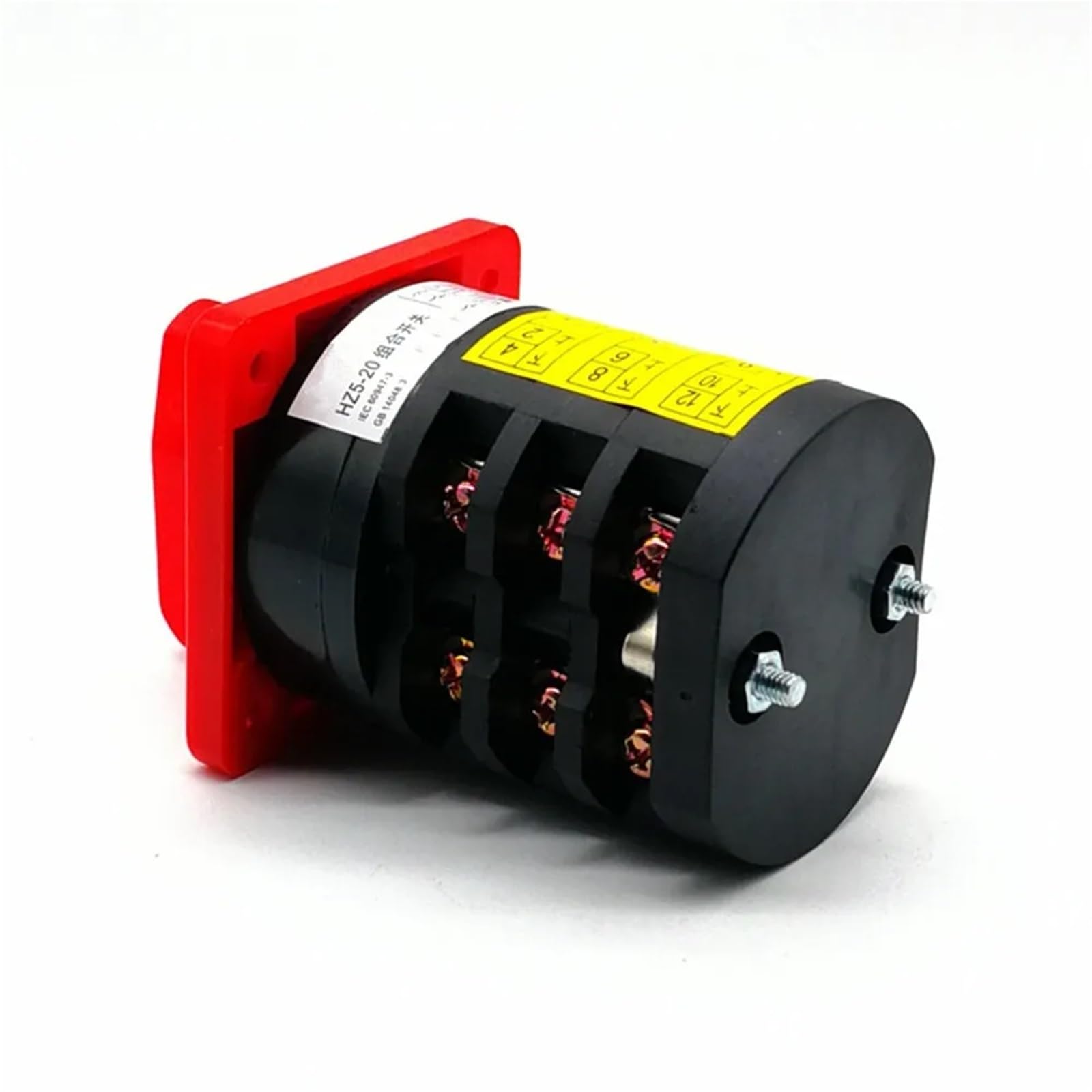 1 x 3-pozycyjny obrotowy przełącznik krzywkowy, 380 V AC, 20 A, 4 kW, 12 terminali