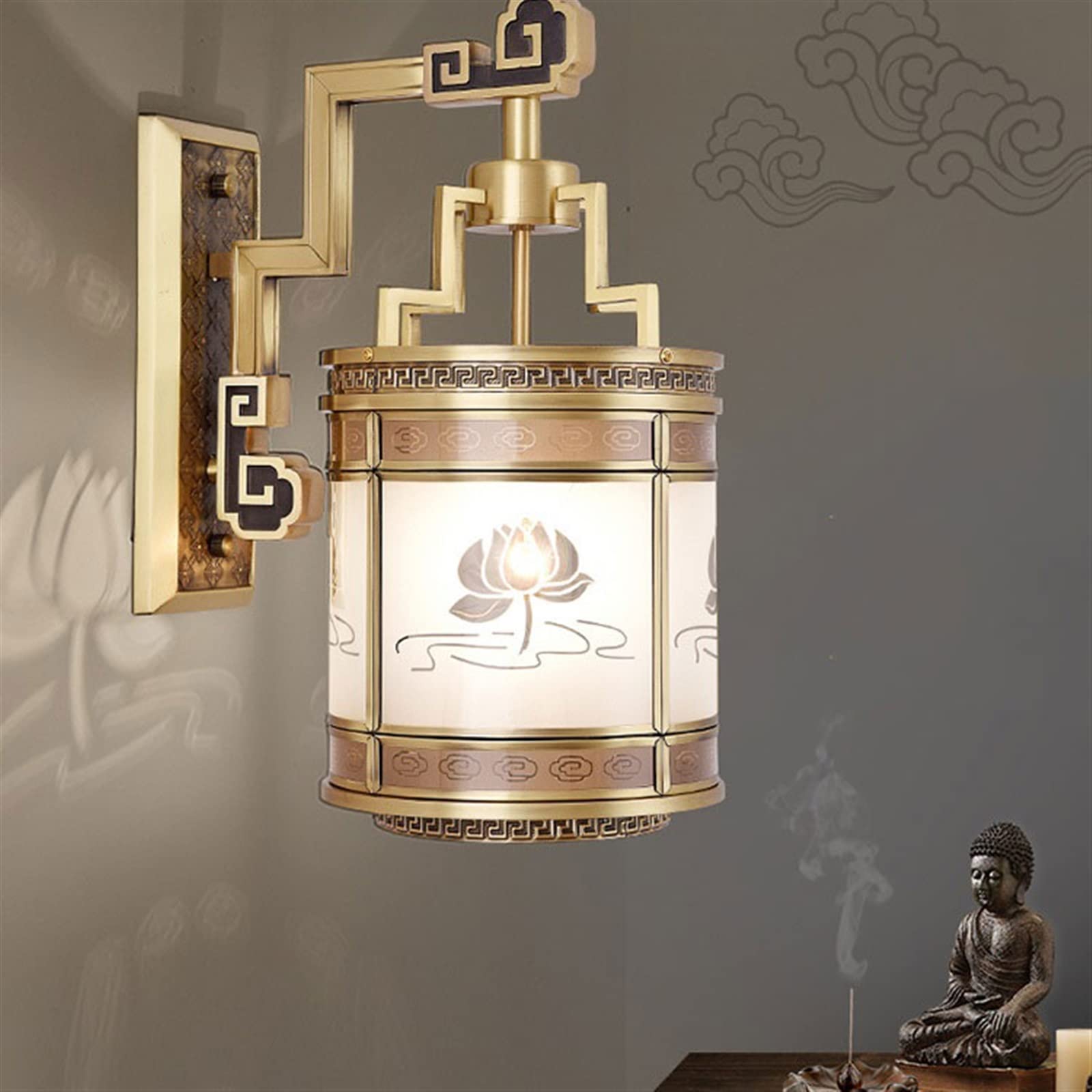 Apliques de pared Lámpara de pared con forma farol personalizada, lámpara decorativa cobre retro for porche, accesorio iluminación interior