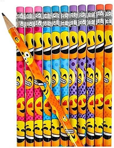 24 Emoji Smiley Face Wooden Pencils