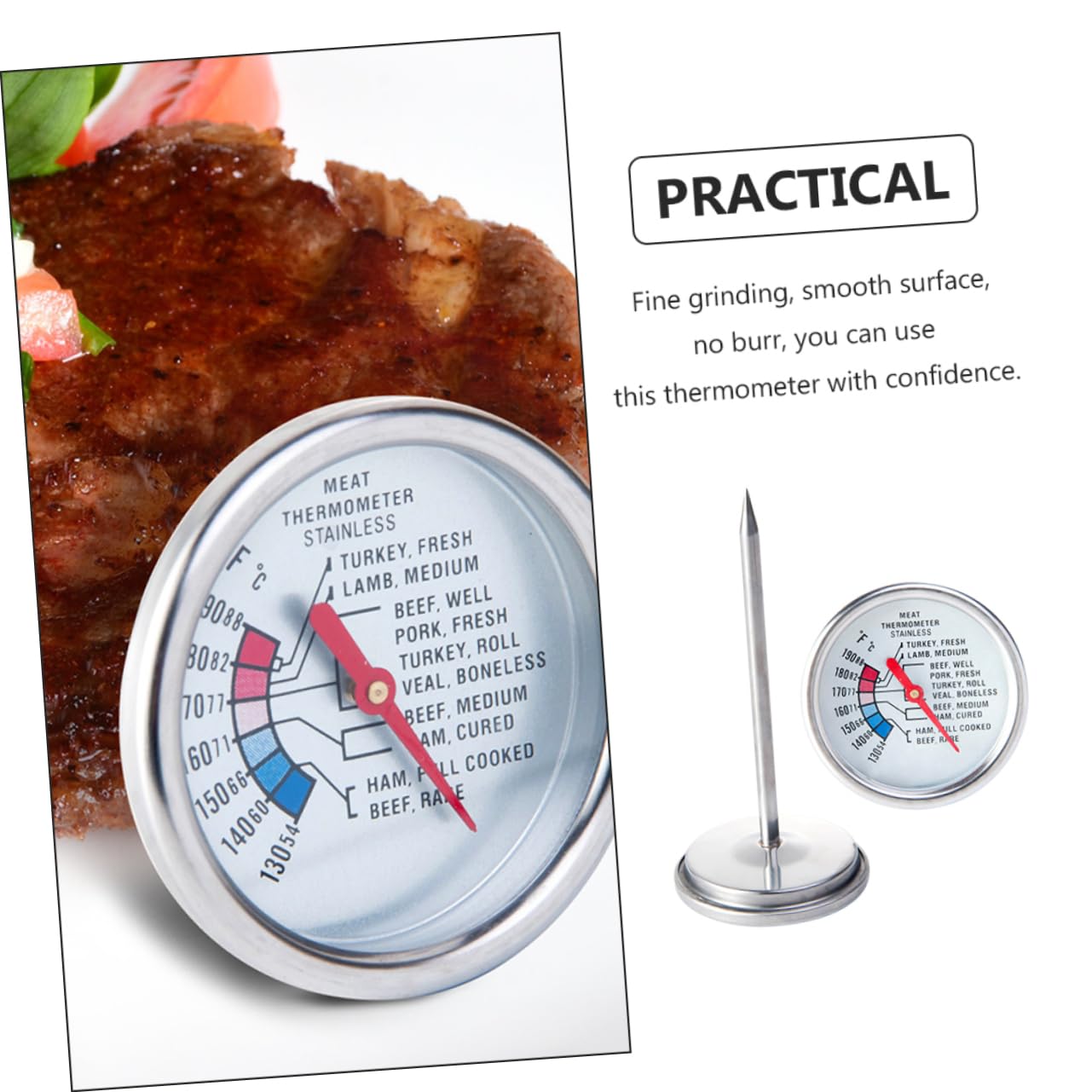 TOPBATHY 4piezas Termómetro De Cocina Digital De Inoxidable Para Carne Lectura Instantánea y Precisa Para Asados y Cocina Casa
