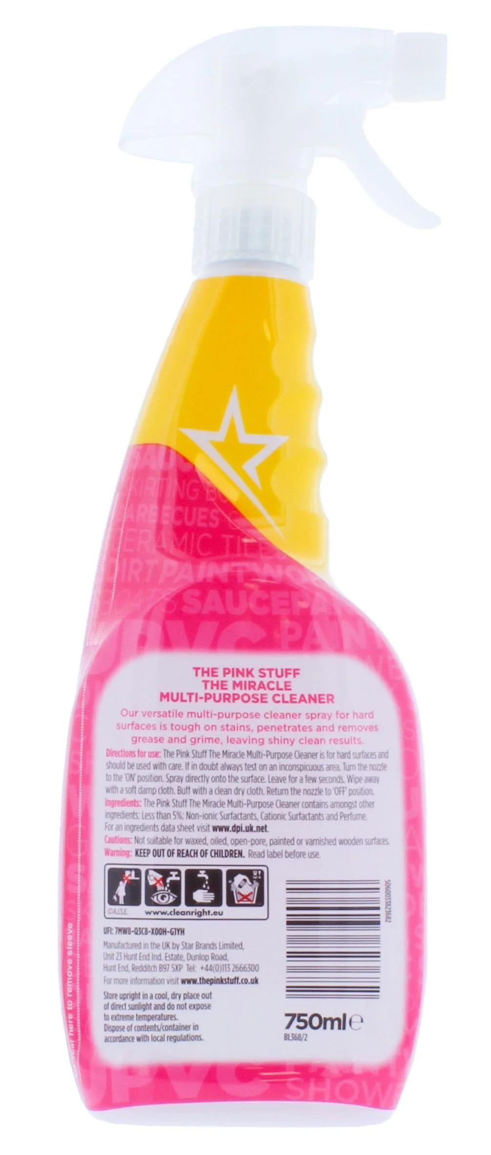The Pink - Limpiador multiusos en aerosol multiusos para superficies duras, 750 ml, incluye llavero Beni Culinari
