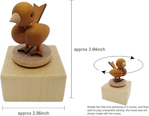 Miniatura 3 de LILYXIN Mini caja de música con diseño de pájaro pequeño, caja de música mecánica de madera, la caja de música de regalo que canta por mi lado, el