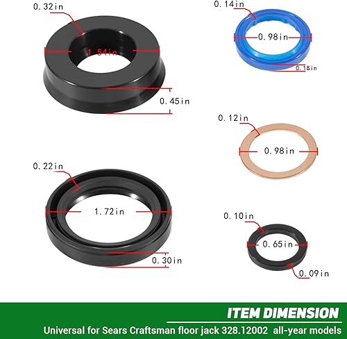 Miniatura 9 de 328.12002 - Kit de sellos para gato de piso, sellos de repuesto para gato de piso Sears Craftsman de 1.5 toneladas serie 328.12001 328.12002 para