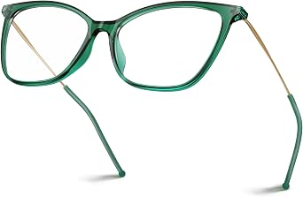 VISOONE Oversized Cat Eye Blue Light Blocking Glasses for Women Large Cute Lightweight Eyeglasses Metal Frame Calina