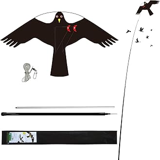 – Bird Scarer Flying Kite Crops Farm Protector Bird Hawk Flying Kite with 4m Telescopic Pole