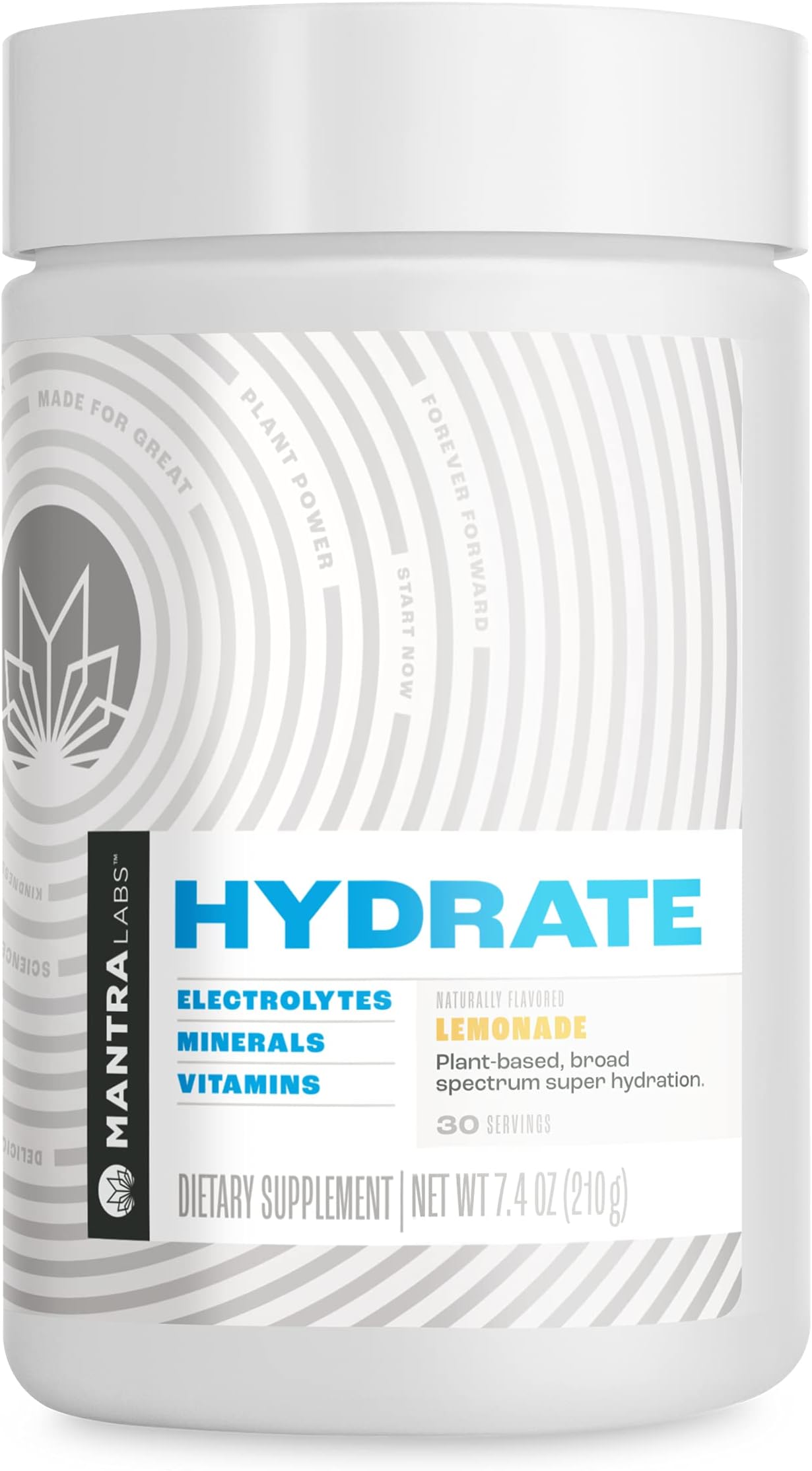 MANTRA Labs Hydrate Hydration Powder Packets | Zero Sugar Hydration Packets & Sugar Free Keto Electrolytes Powder Packets | Vitamins & Minerals for Workout Support | Vegan | Lemonade 30 Servings