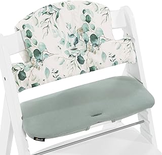 hauck Highchair Pad Select, Jersey Leaves - for Alpha+ Wooden High Chair, from 6 Months, Soft Fabric, Anti Slip, Machine Washable, Easy to Install