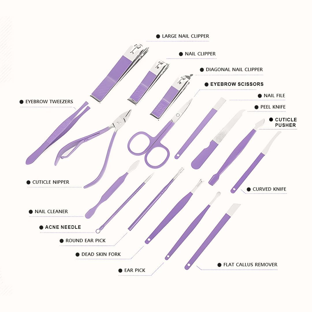 16-Piece Manicure Set - Professional Grooming Kit for Nails, Cuticles & Personal Care | Stainless Steel Tools 2