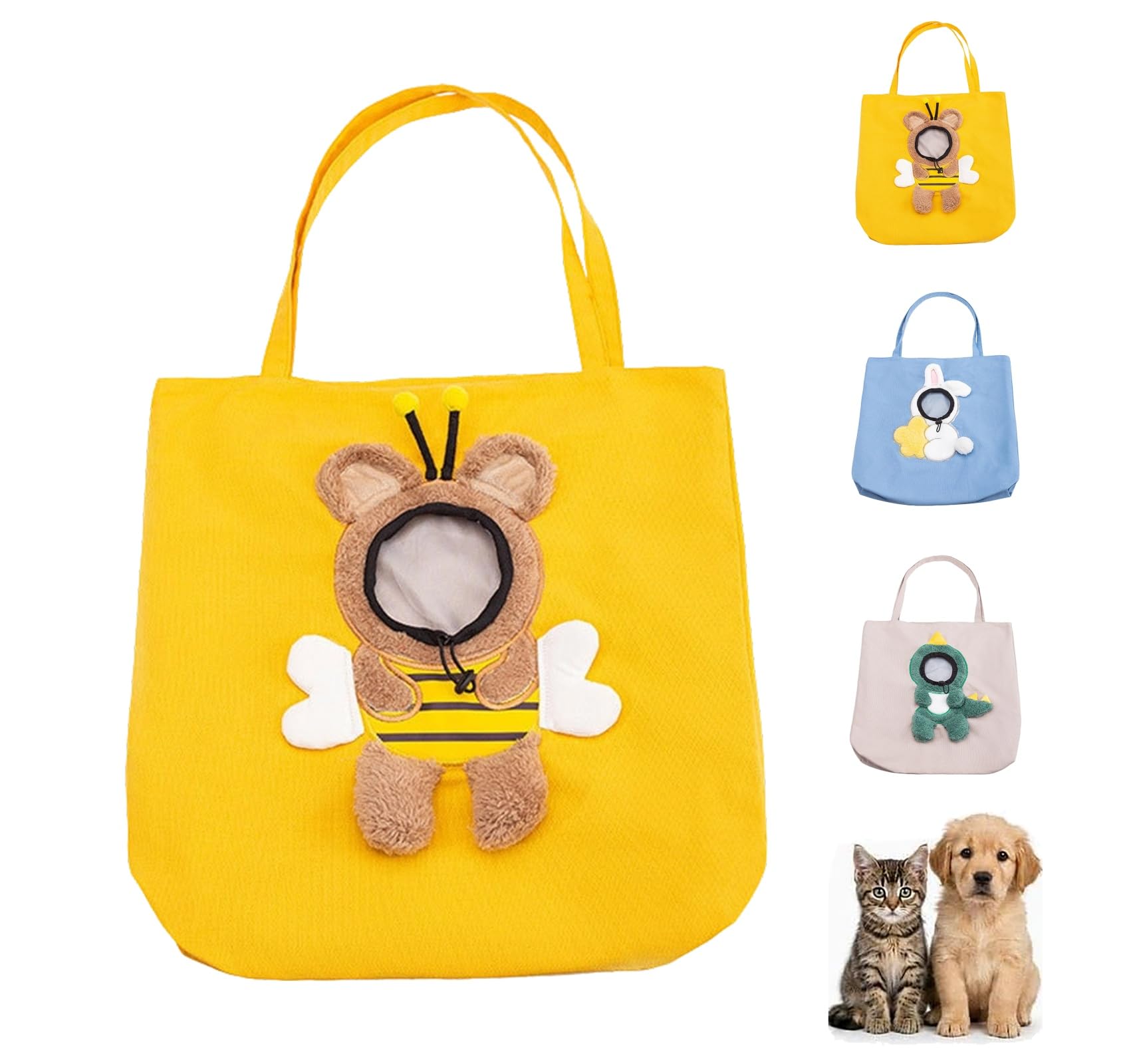 Canvas Cat Carrier Tote Bag with Head Hole Foldable Travel Handbag Dog Bag