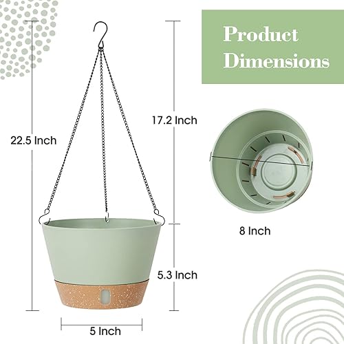 Miniatura 2 de Kubvici Macetas colgantes para plantas de interior plantas de exterior paquete de 2 cestas de plástico colgantes con agujeros de drenaje de coco