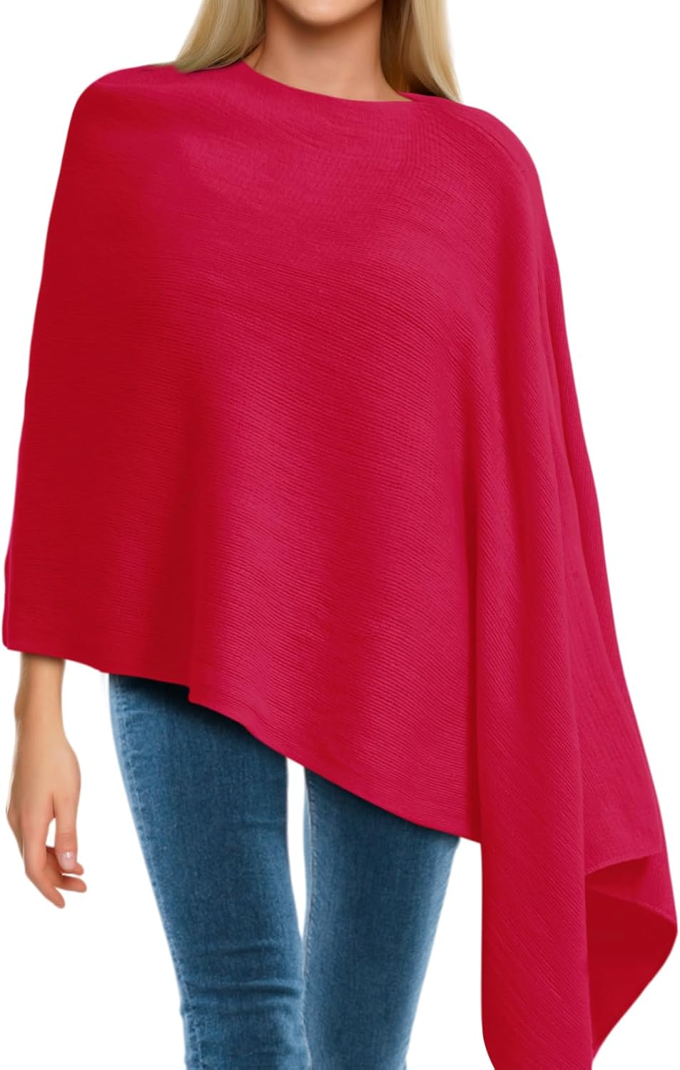 Hercicy Women Ponchos Sweater Solid Knit Versatile Lightweight Shawl Wrap Scarf Cape Poncho Accessories for Women