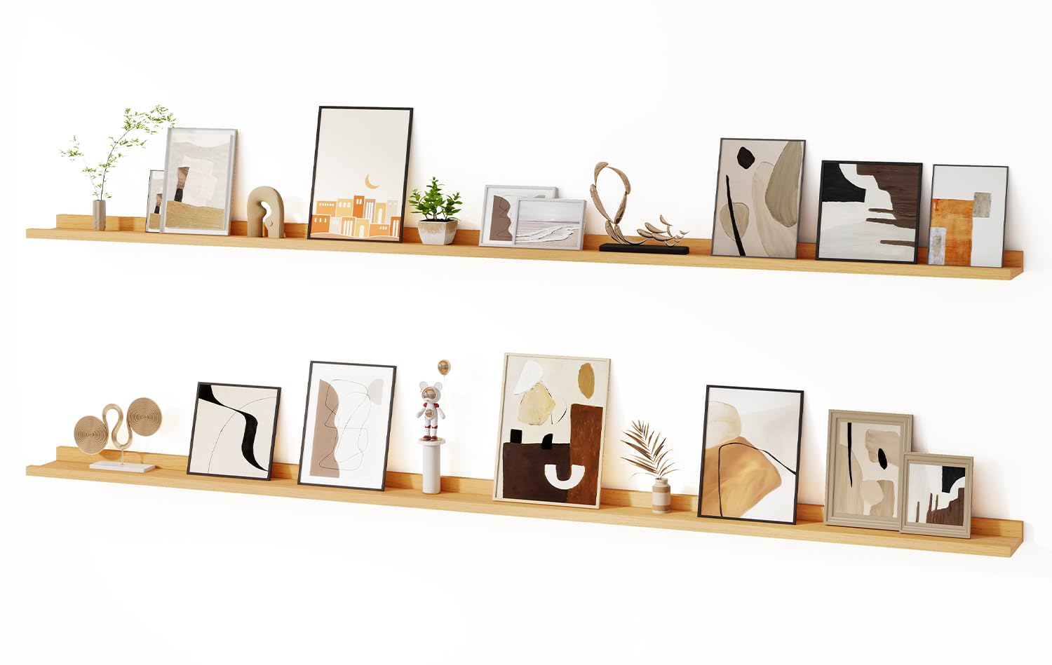 Floating Picture Ledge Shelves for Wall Set of 2, 84 Inches Picture Ledge Shelf with Long Large Nursery Book Shelf for Toys Storage Kids Bookshelf