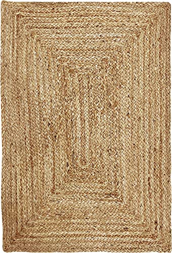 KEMA Jute Braided Area Rug, 4x6 Feet (48x72 Inches) - Rustic Vintage Braided Reversible Rectangular Rug, Shag Rugs for Bedroom, Jute Kitchen Rug, Living Room Rugs - Image 4