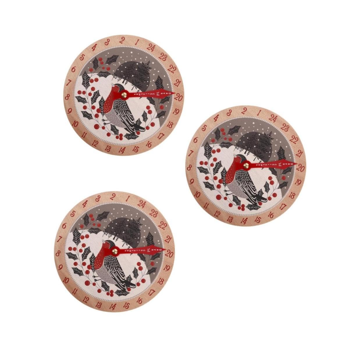 Toyvian 3 Pièces Calendrier de L'avent en Bois, Compte à Rebours | Décoration Festive pour Maison et Bureau, Design Soigné, Ambiance de Saison, Usage Solide