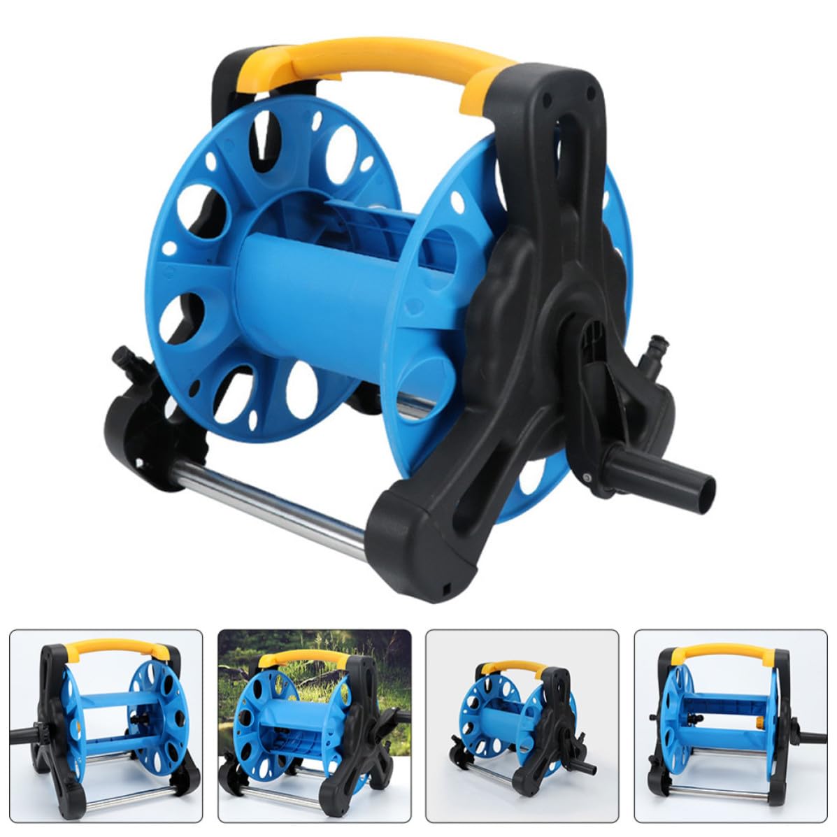 SHINEOFI Carrete de Manguera Independiente Azul para Jardín Material Pp Resistente al Desgaste y Diseño Que Previene Enredos, Adecuado para Patio y Almacenamiento