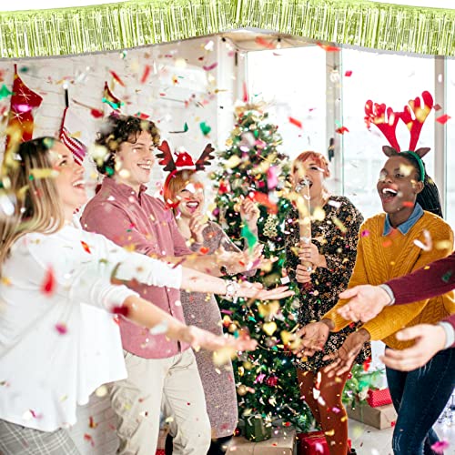 Image of 6 Pack 10 Feet Foil Fringe Garland Metallic Tinsel Streamers Banner Wall Hanging Backdrop Banner for Parade Floats, Thanksgiving, Christmas, Birthday, Halloween Party Decorations(Light Green)