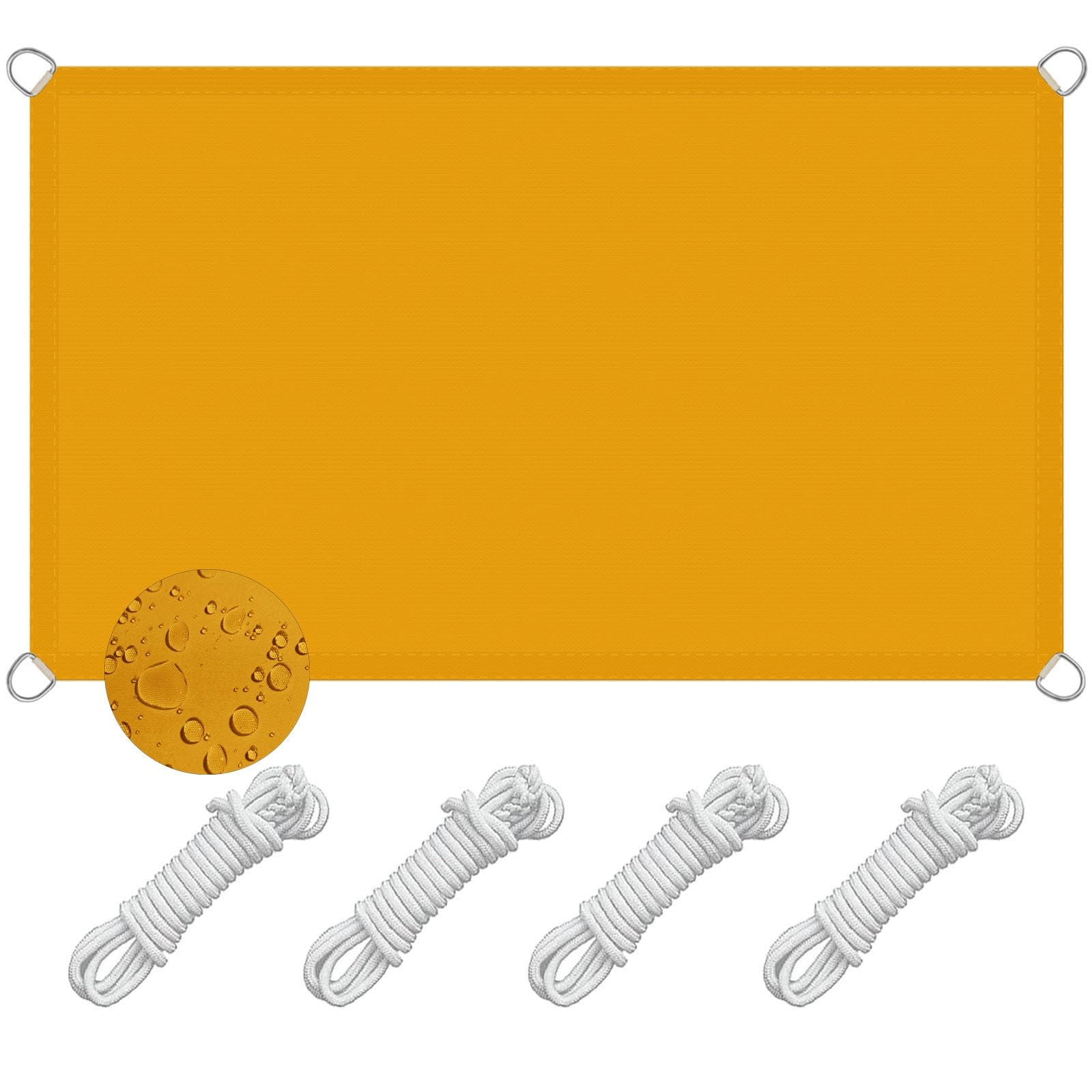 Voile d'ombrage imperméable 5x5m de couleur or avec kit de montage pour extérieur