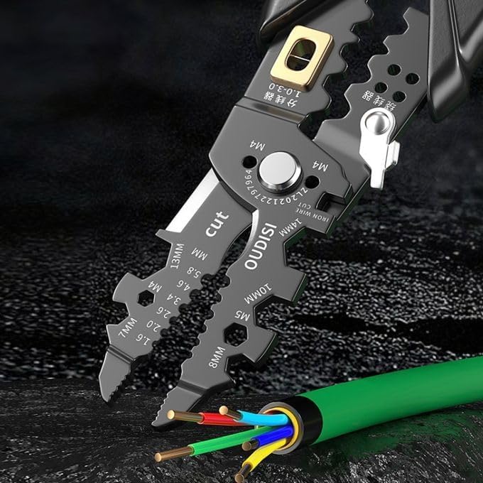 Image of Daccfy All in 1 Multifunction Stainless Steel Wire Stripper /Wire Crimping Tool, Wire Cutter, Wire Crimper, Cable Stripper, Wiring Tools (25 in 1 wire stripper)