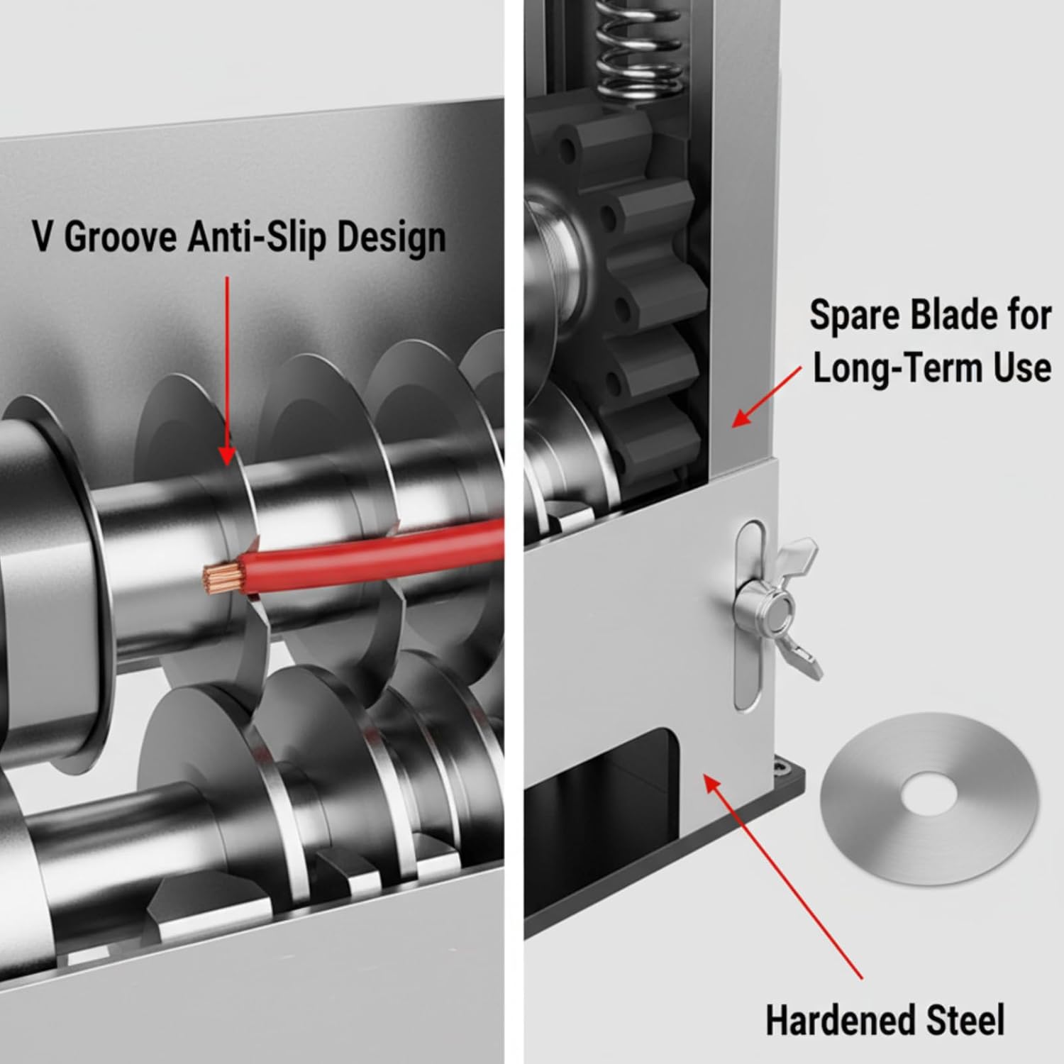 Manual Wire Stripping Machine, Electric/Hand Crank Wire Stripper Tool with Spare Blade, 0.04-1 Inch Scrap Wire Stripping Machine for Copper Cable