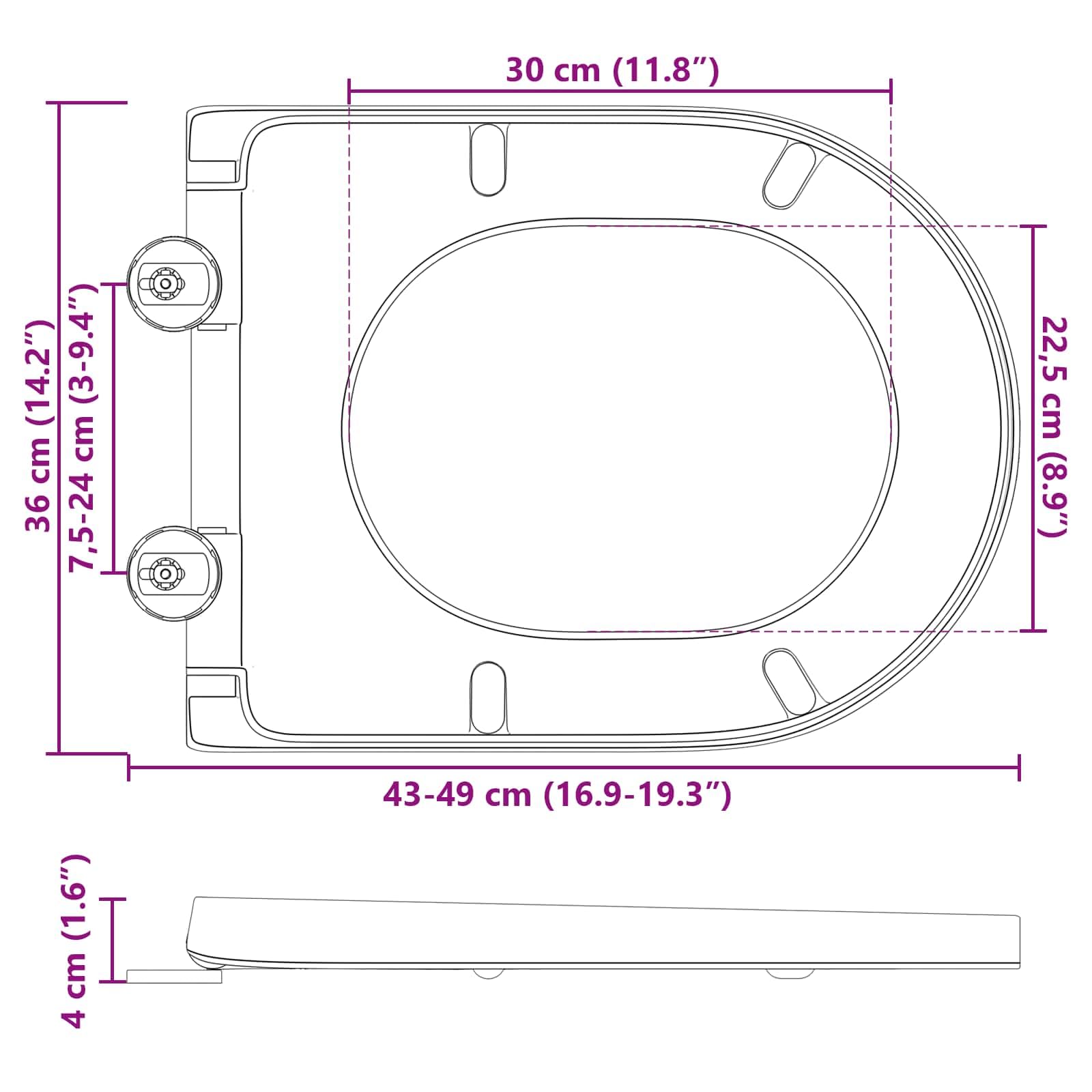 Asiento de inodoro blanco de Duroplast, 49 x 36 x 4 cm, para inodoro, gafas con bisagra, fijación para montaje, artículos sanitarios y baño