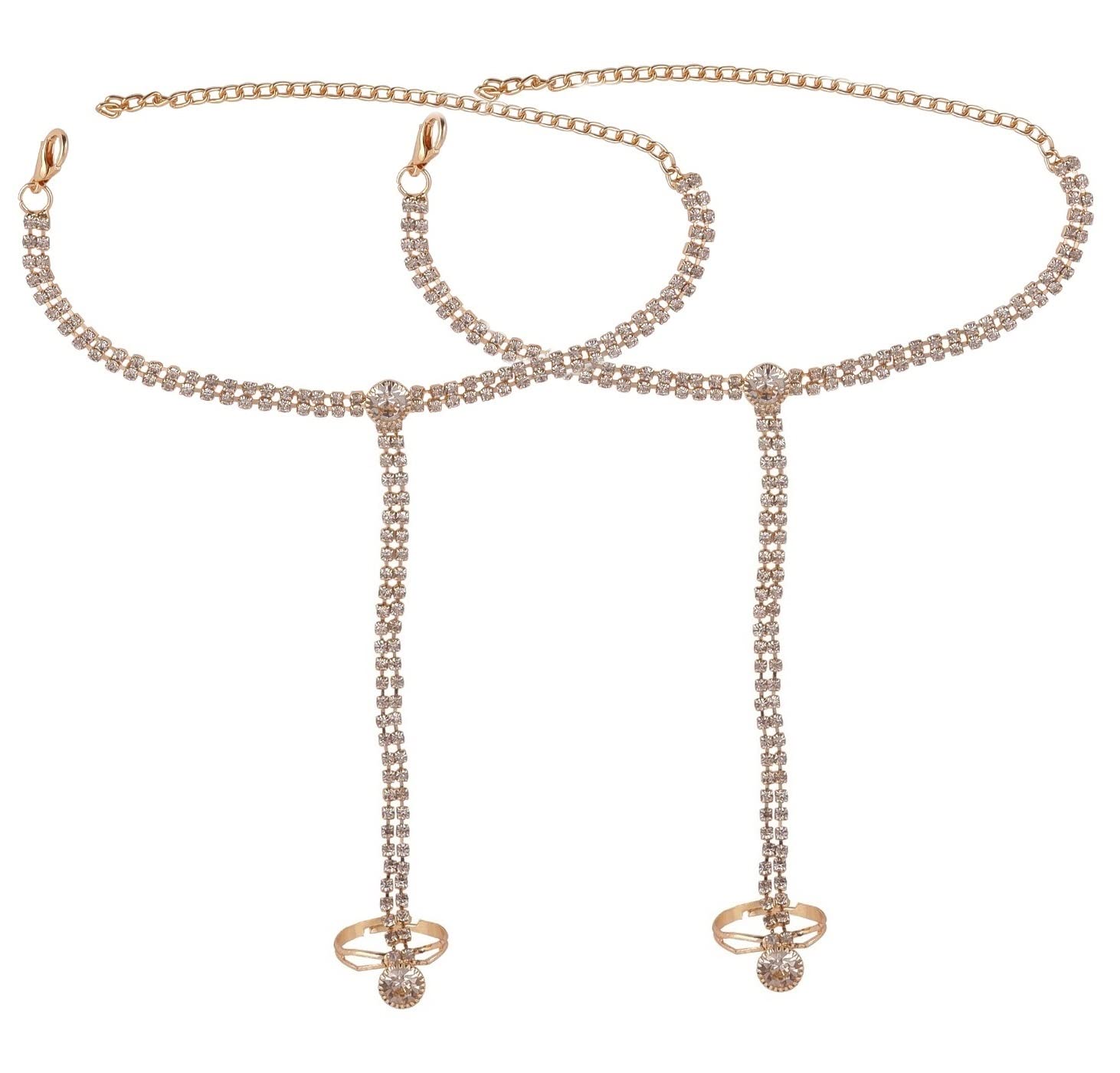 Vama Fashions Gold Plated Hand Bracelet Chain With Finger Ring Bridal Diamond HathPhool Stone Hath Panja Hand Harness Thong Pair Set For Women and Girls (2 PCS) (B0BNNPBW2F) Amazon Price History, Amazon Price Tracker