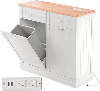 10 Kitchen Trash Can Ideas That Stay Hidden 26 Betterhood Double Tilt Out Trash Cabinet with Power Outlet, 10 Gallon Tr...