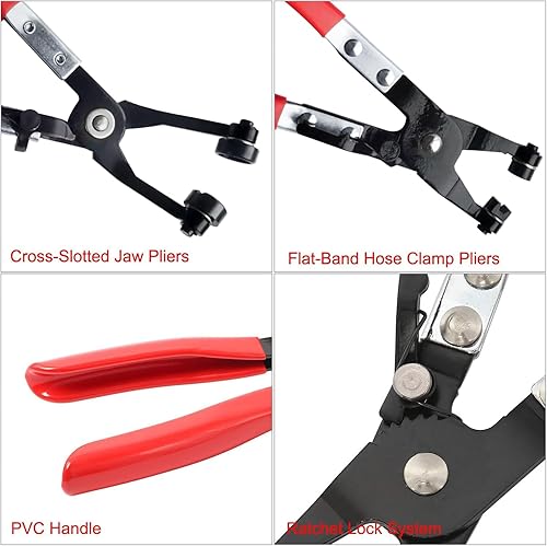 Miniatura 6 de Juego de 3 alicates de abrazadera de manguera, abrazadera de manguera de resorte de alambre de largo alcance, herramienta de extracción de clip