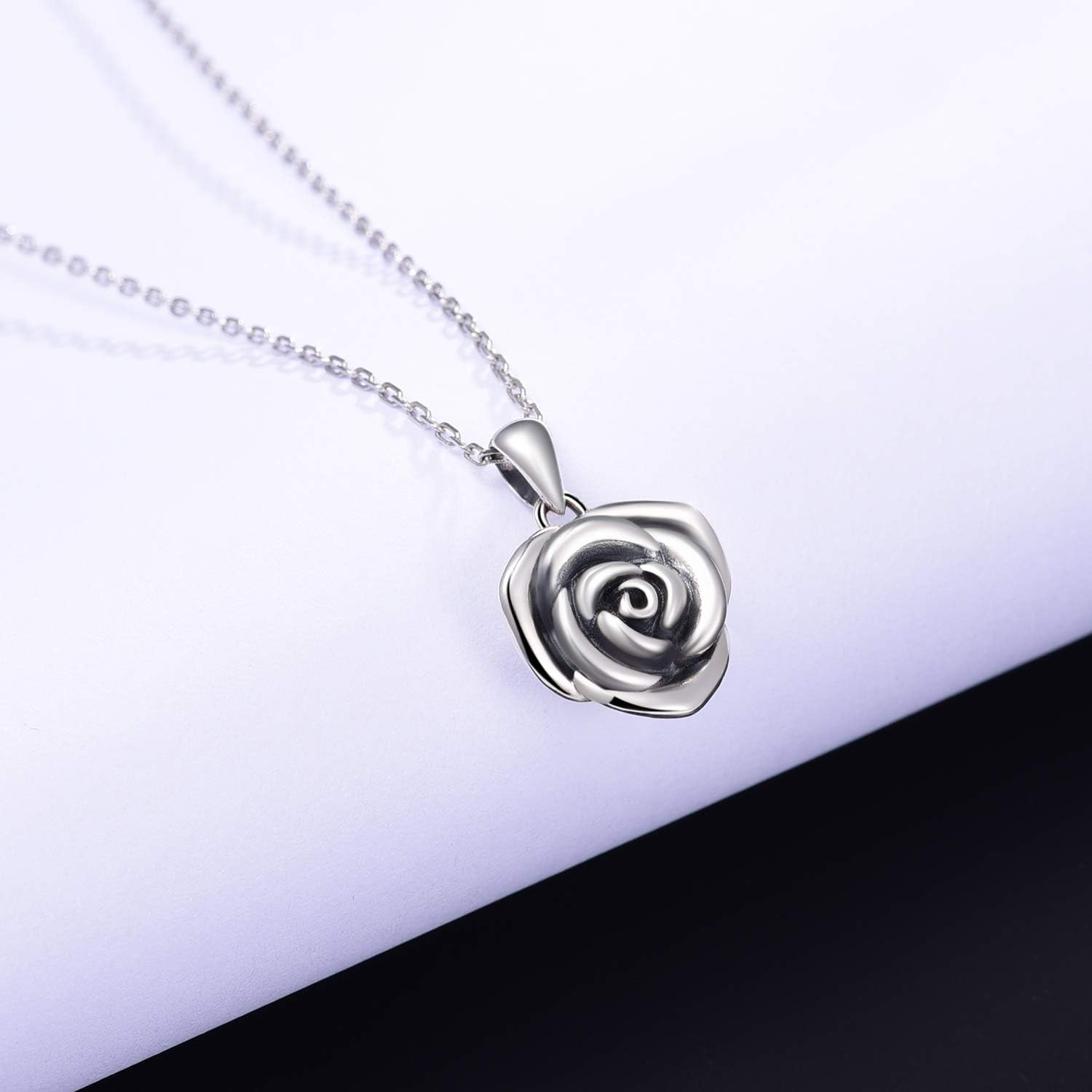 Sterling Silver Rose Flower Cremation Urn Pendant Necklace Keepsake Ashes Memorial Jewelry for Women - Image 3