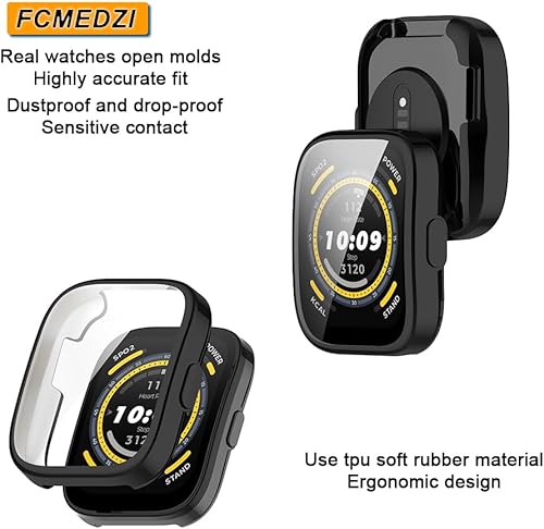 Miniatura 3 de Funda compatible con Amazfit Bip 5, paquete de 2 unidades + correa de silicona, cubierta protectora de TPU de cobertura completa, protector de