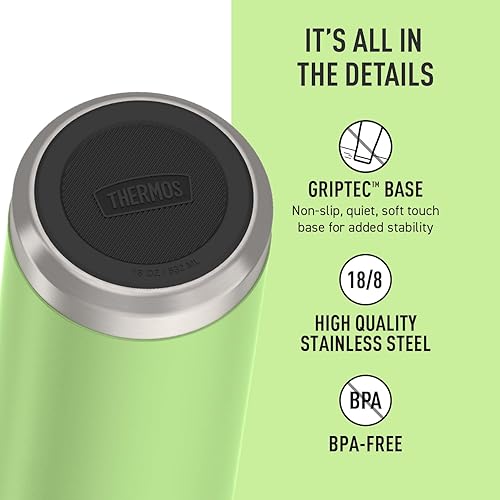 Miniatura 4 de THERMOS ICON SERIES - Botella de agua aislada con tapa con popote, 18 onzas, lima, botella de agua de acero inoxidable aislada al vacío con tapa con