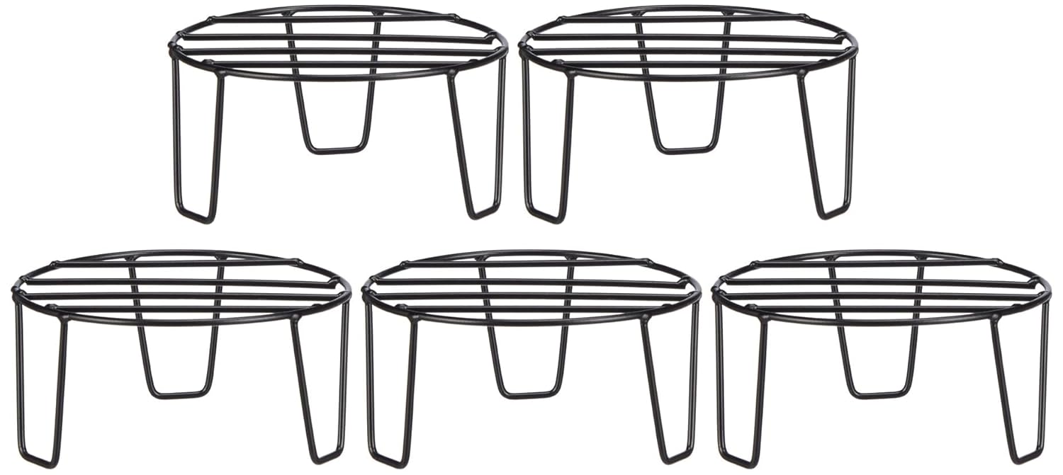 Amazon Brand – Solimo Metal Flower Pot Stand (Black, Set of 5, Round)| Gamla Stand for Home | Plant Stand for Balcony | Premium Flower Pot Stand | Plant Stand for Living Room offers donot miss
