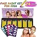 RIZON Face Painting Kit 24 Colors, Kids Face Body Paint Crayons with 40 Tattoo Stencils, 100% Safe & Non-Toxic Face Paint Sticks for Makeup Party Cosplay Halloween Christmas