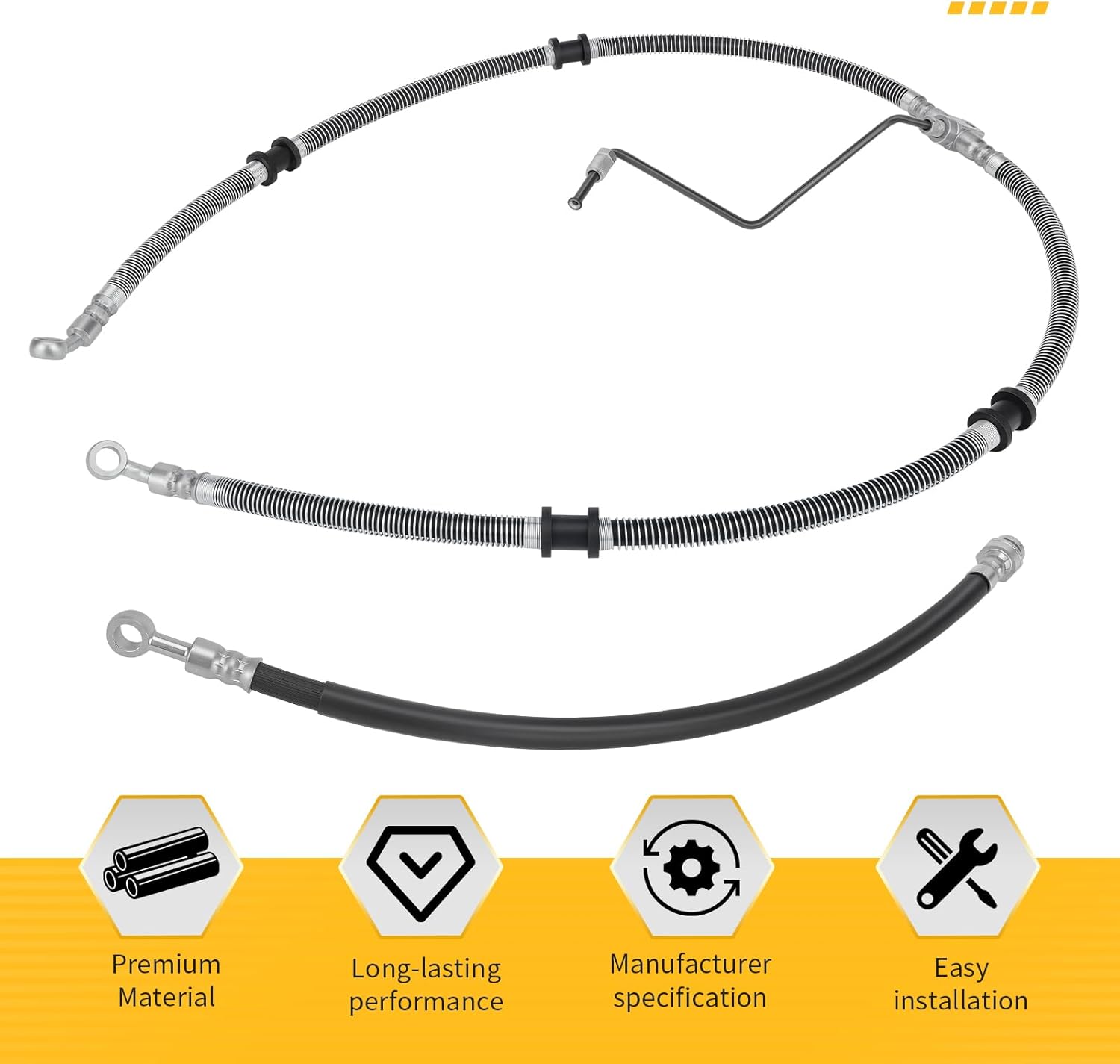 M MATI Front Brake Hose Line Pipe Kit for Yamaha Kodiak 400 450 2003-2006 Grizzly 350 400 450 2007-2014 Bruin 350 2004-2006 5ND-F5872-10-00 5ND-F5873-10-00 5ND-F5871-00-00