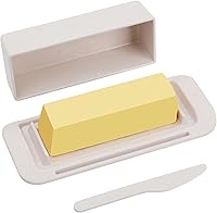 Vista 1 de Mantequillera de bambú con tapa y cuchillo, pequeño recipiente para mantequilla para un palo de mantequilla, recipiente para mantequilla