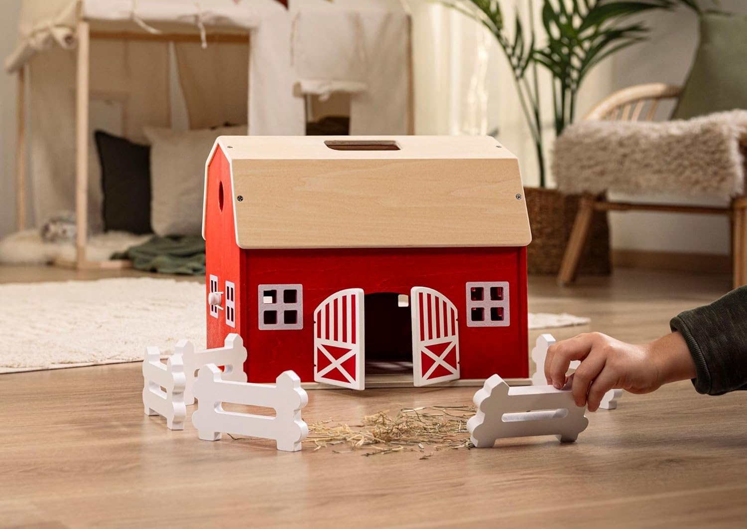 schleich FARM WORLD | Grande fattoria in legno 42602 | 7 pezzi | Set con casa, 6 recinti e accessori | Fattoria apribile | Regalo per bambini e bambine | Giocattolo dai 1,5 anni | Set da 7 p