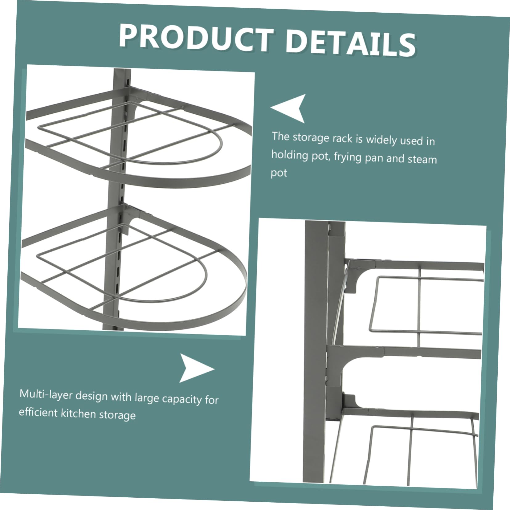 PRETYZOOM Organizador de Ollas y Sartenes Plegable de Acero al Carbono, Diseño Multicapa, Gran Capacidad para Armarios y Almacenamiento de Cocina