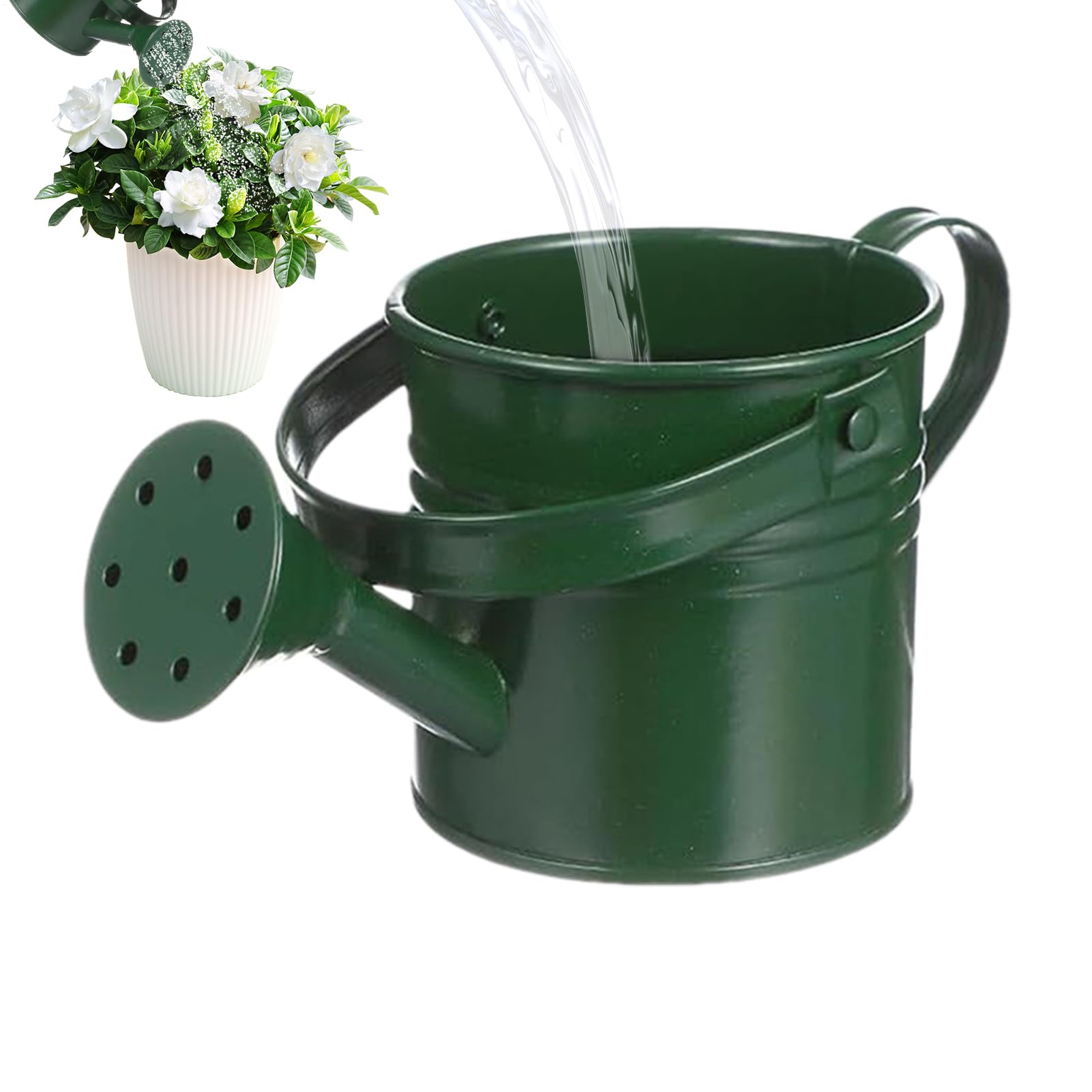 Garden Watering Can - Galvanized Watering Cans for Outdoor Plants - Scene Ornament, Flower Container with Handle for Backyard Patio Lawn Family Friends