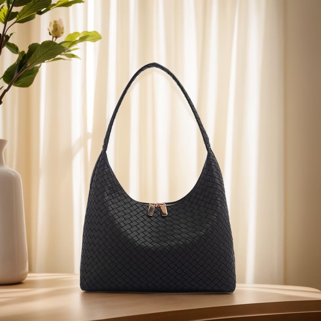 Leather Hobo Bags for Women Small Soft Shoulder Purse Slouchy Tote Handbags with Double Zipper Design - Image 2