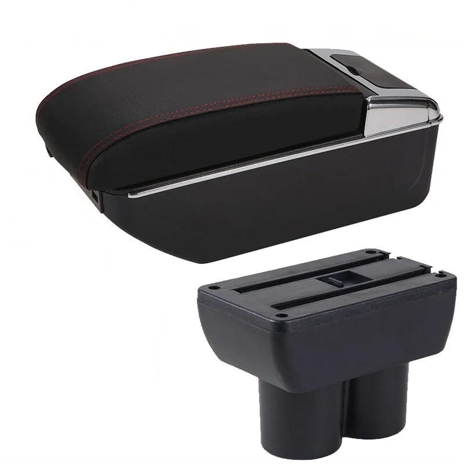 NMJLQW Storage Rack Car Center Console Storage Box Multifunctional Armrest Storage Box Interior Accessories For Jimny 2007-2015(B1 Black red 7USB)