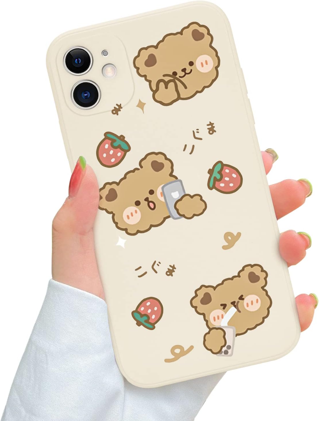 Newseego Case Compatible with iPhone 11, Cute Bear Strawberry Cartoon