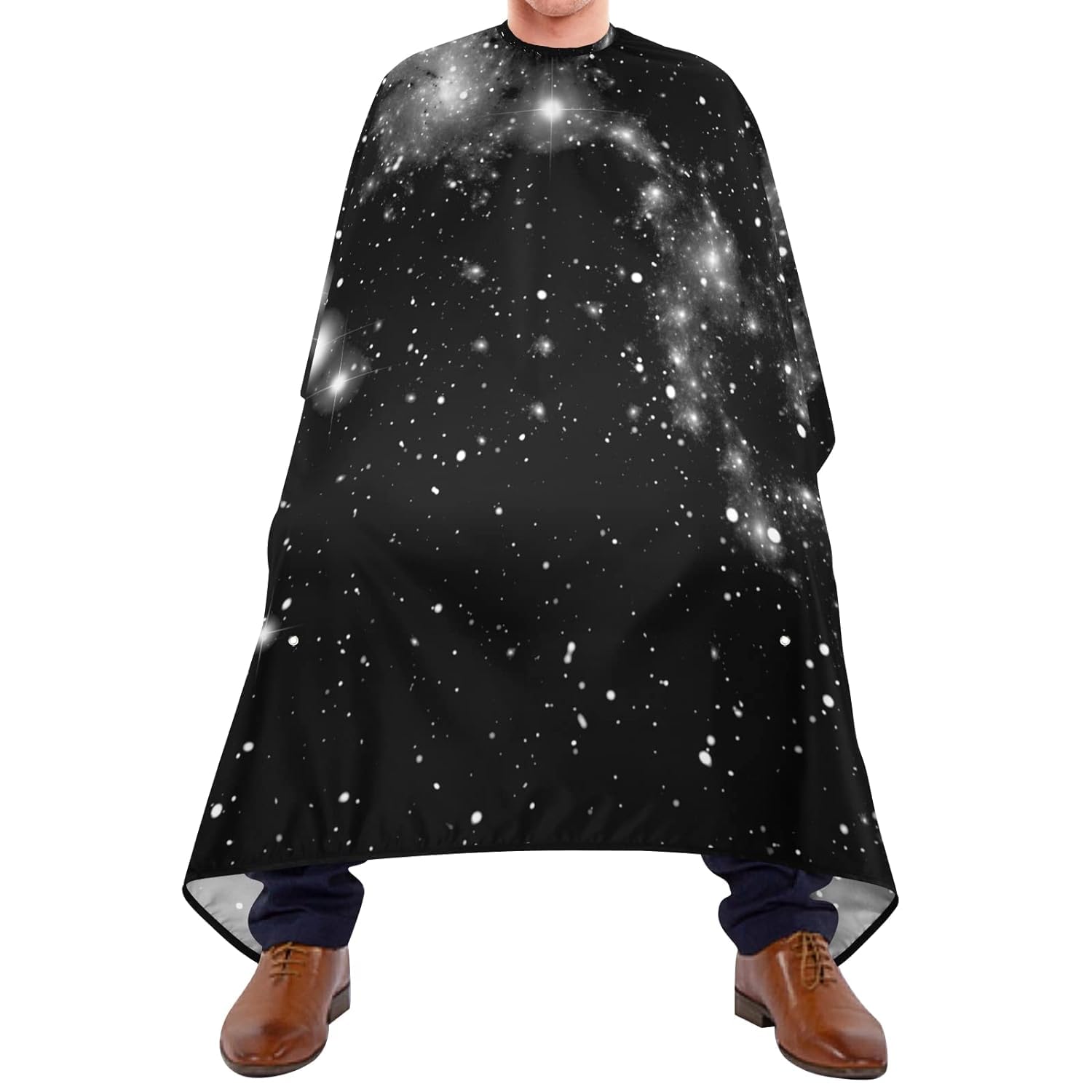 Capas De Peluqueria Espacio Galaxia Blanco Negro Estrellas Brillantes Nebulosa Estrellas Deslumbrantes Blancas Capa De Barbero Impress Delantal Impermeable Niños Barbero Capas Para Salón