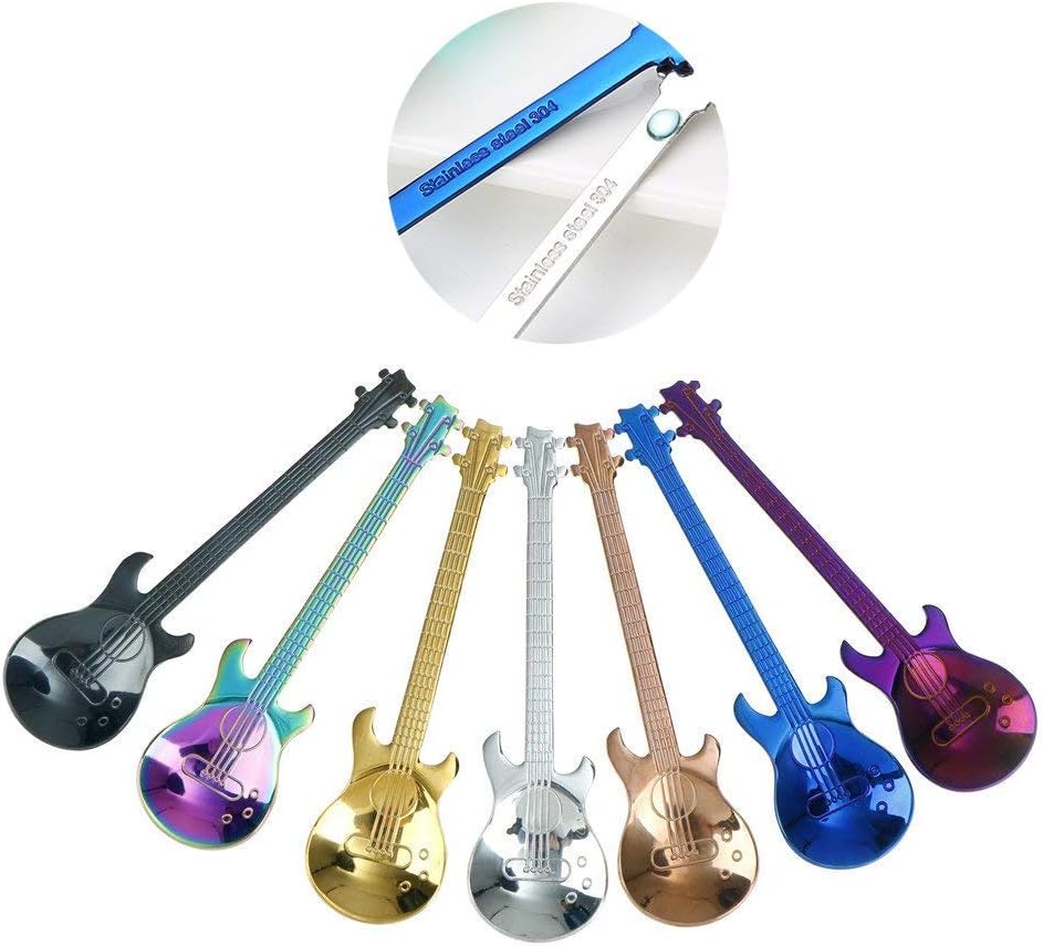 COMIART 4.7-Inch 18/10 Stainless Steel Guitar Mixing Stirring Coffee Tea Spoons - Healthy,Elegant,Mutifunctional for Cafe Latte,Espresso,Hot Chocolate,Hot Drinks,Cocktail,Dessert - Gold - Pack of 4 image 3