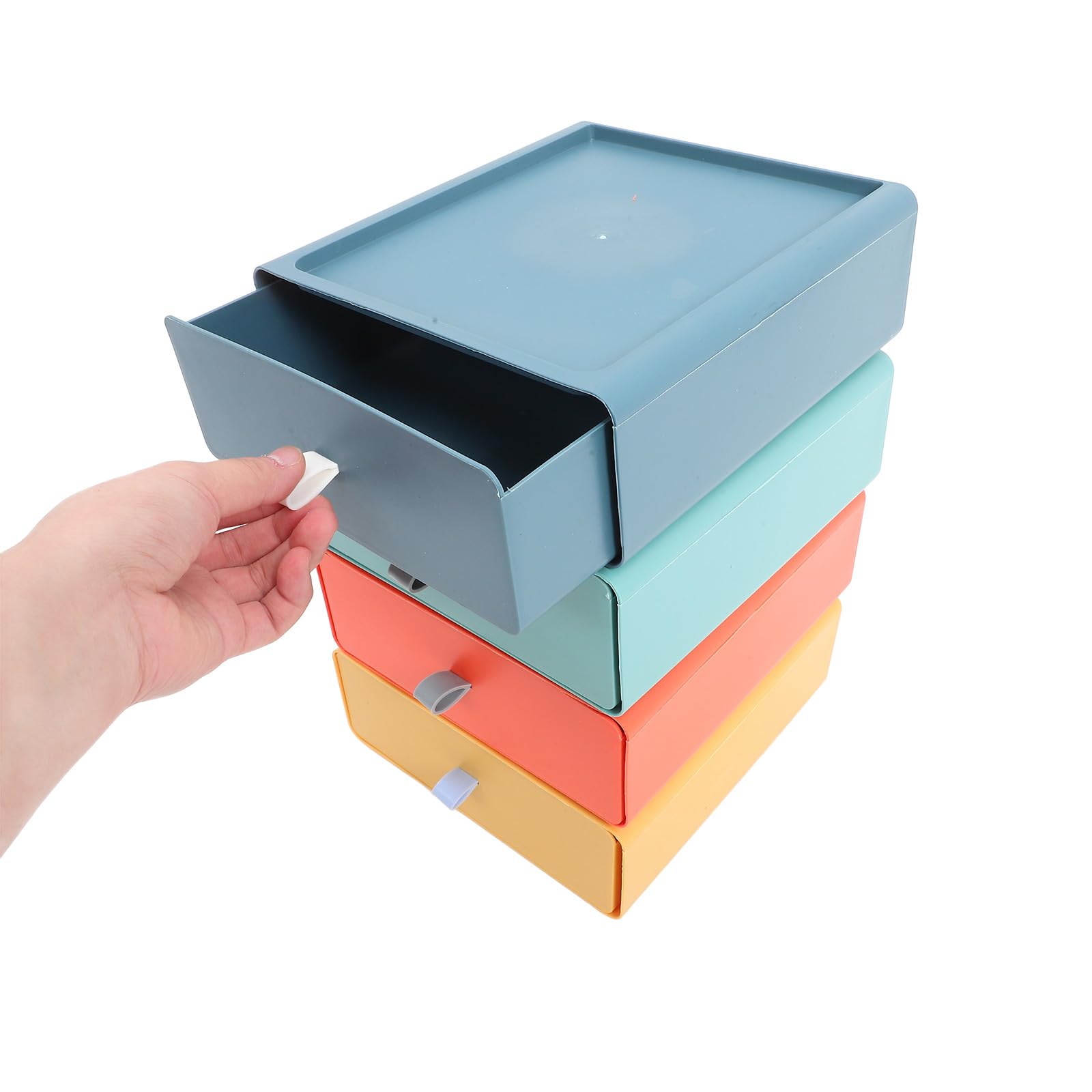 BETOOKY Stapelbare Aufbewahrungsbox mit aus ABS 4 Stück und vielseitige Büroorganisation am Arbeitsplatz für ordentlichen Schreibtisch