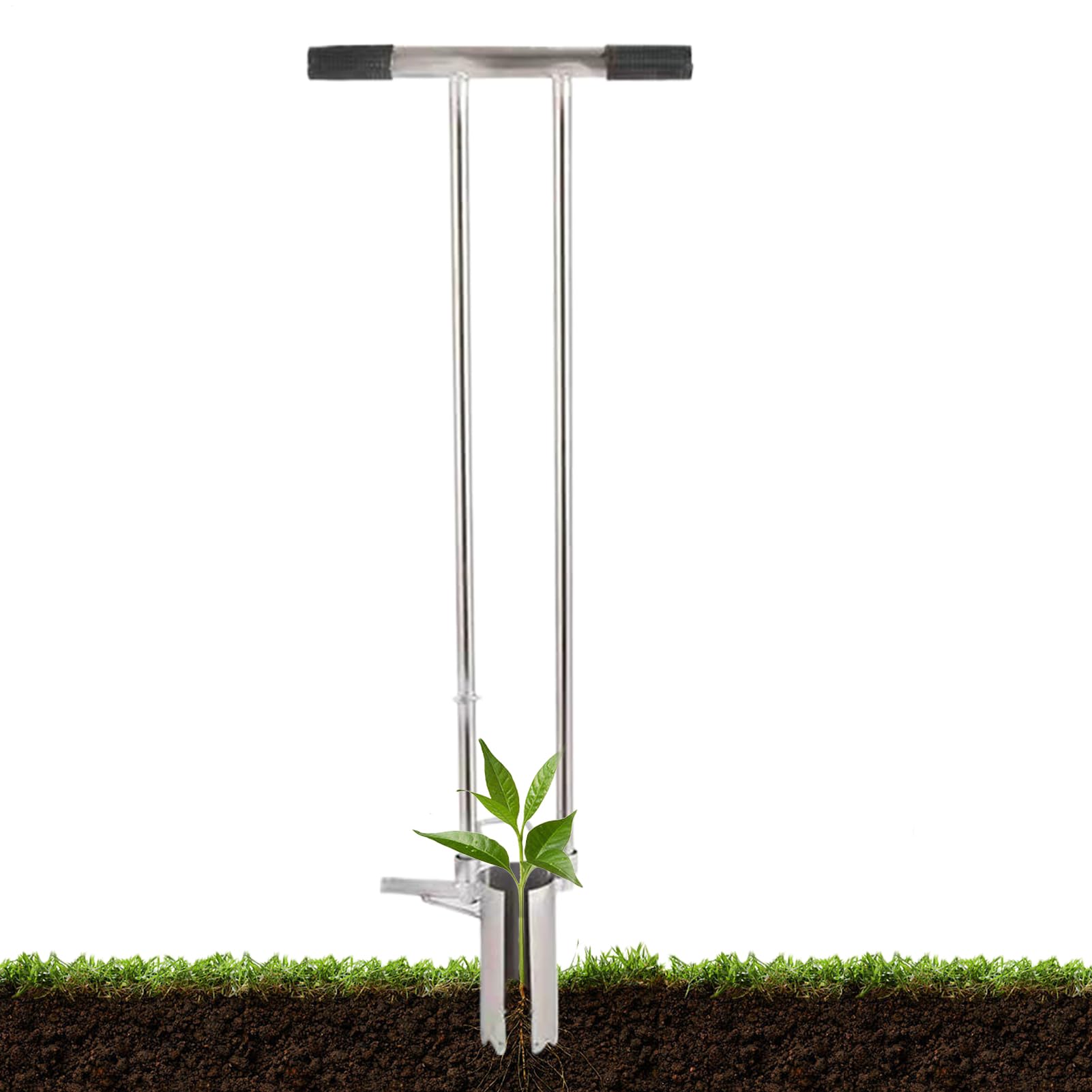 Strumenti per piante Bulb Manico lungo - Puncher manuale per fori pesanti | Estrattore spina da giardinaggio | Trapianto a sfera a T, setter di semi compatto per piantare all'aperto, cortile